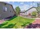 Beautiful backyard featuring lush green grass and a wooden fence; perfect for outdoor activities at 25402 E Glasgow Pl, Aurora, CO 80016
