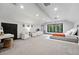 Bright, airy bedroom with an orange-toned bed, plush carpet, and plenty of natural light, creating a peaceful escape at 2548 Keystone Dr, Evergreen, CO 80439