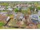 Overhead view of neighborhood homes and backyards with mature trees at 4623 S Kalispell Way, Aurora, CO 80015