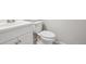 Clean bathroom featuring white vanity and toilet at 4623 S Kalispell Way, Aurora, CO 80015
