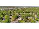 An aerial view shows a neighborhood with mature trees, well-maintained homes, and commercial development nearby at 8535 E Otero Cir, Centennial, CO 80112