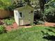 Charming shed in a well-maintained yard, surrounded by grass and foliage at 8535 E Otero Cir, Centennial, CO 80112