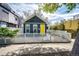 Charming house with a yellow front door framed by a white fence and blue outdoor furniture at 444 Inca St, Denver, CO 80204