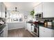 Modern kitchen with white cabinets, stainless steel appliances, and dark countertops at 536 S High St, Denver, CO 80209