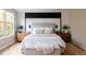 Comfortable bedroom with a plush bed, clean white linens, wood floors, and bright window views at 619 S High St, Denver, CO 80209