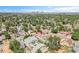 Overhead view highlighting a neighborhood with distant city skyline, creating a blend of urban and suburban living at 3470 W Walsh Pl, Denver, CO 80219