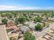 Comprehensive aerial view of a residential street highlighting the setting and nearby community features at 3470 W Walsh Pl, Denver, CO 80219