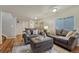 Finished basement with comfortable seating, neutral paint, and recessed lighting at 17050 Park Trail Dr, Monument, CO 80132