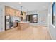 Bright kitchen with stainless appliances, a kitchen island, and white countertops at 1254 Yates St, Denver, CO 80204