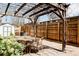 Charming backyard with a flagstone patio, a wicker table and chairs, and a mature vine covered pergola at 2841 W 27Th Ave, Denver, CO 80211