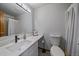 Updated bathroom featuring modern fixtures, vanity with quartz countertop and shower at 10961 Gray Cir, Westminster, CO 80020