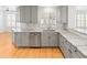 Bright kitchen showcases white cabinets, stainless appliances, granite countertops, and wooden floors at 8073 S Albion St, Centennial, CO 80122