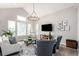 Bright living room featuring cathedral ceiling, large windows, neutral decor, and a flatscreen television at 16762 Tejon Ln, Broomfield, CO 80023