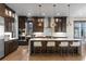Well-equipped kitchen featuring a large island with seating and dark wood cabinetry at 8246 Raphael Ln, Littleton, CO 80125