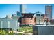 Stunning aerial view showcasing a modern city park surrounded by unique architectural buildings under a clear sky at 55 W 12Th Ave # 211, Denver, CO 80204