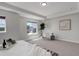 Bright bedroom with carpet, tray ceiling and large windows looking out on the neighborhood at 5528 Echo Hollow St, Castle Rock, CO 80104
