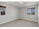 Bright bedroom featuring neutral tones, soft carpet, and two windows offering natural light at 5528 Echo Hollow St, Castle Rock, CO 80104