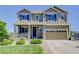 Inviting two-story home featuring a charming front porch, stone accents, and a two-car garage at 5528 Echo Hollow St, Castle Rock, CO 80104