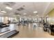 Well-lit gym with rows of modern equipment, ceiling fans, and mirrored wall at 22980 E Del Norte Cir, Aurora, CO 80016