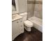 Updated bathroom featuring tiled walls, a modern vanity and a bathtub with shower at 185 S Sable Blvd # T18, Aurora, CO 80012