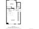 Detailed floor plan showcasing the layout of the living room, kitchen, bedroom and bath at 1206 S Reed St, Lakewood, CO 80232