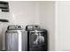 Modern laundry room with gray front-loading washer and dryer at 1206 S Reed St, Lakewood, CO 80232