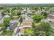 A serene aerial view of a neighborhood with tidy homes, lush greenery, and a distant skyline view at 2121 W 73Rd Pl, Denver, CO 80221