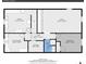 A clear floorplan featuring a kitchenette, bedroom, bath, utility, and storage areas with labeled dimensions at 2121 W 73Rd Pl, Denver, CO 80221