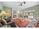 Cozy living room with a fireplace and comfortable seating, perfect for relaxing and entertaining at 8205 Pennsylvania St, Denver, CO 80229
