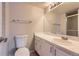 Clean bathroom with white vanity, single sink, and shower/tub combo at 1312 S Cathay Ct # 202, Aurora, CO 80017