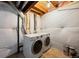 Functional basement laundry area equipped with modern washer and dryer at 13906 Jackson St, Thornton, CO 80602