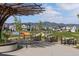 Community playground area with picnic tables, seating area, play structures, and nearby neighborhood homes at 11103 Cloud Shadow St, Littleton, CO 80125