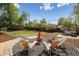 Cozy backyard with a gravel fire pit area surrounded by Adirondack chairs at 1860 W Iris Cir, Littleton, CO 80120