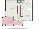 Detailed first floor plan showing layout of living room, kitchen, and dining area at 2900 Purcell St # F1, Brighton, CO 80601
