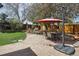 Landscaped backyard with patio, shade umbrella, and dining set at 1164 W 101St Pl, Northglenn, CO 80260