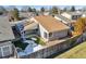 Aerial view showcasing home and backyard with snow at 12224 E Amherst Cir, Aurora, CO 80014