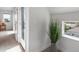 Bright hallway with access to frosted glass exterior door and accented by a tall indoor plant at 1568 Wolff St, Denver, CO 80204