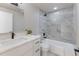 Modern bathroom with marble tile, sleek fixtures, and a clean design at 11725 Tomahawk Trl, Conifer, CO 80433