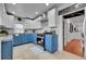 Kitchen featuring white upper and blue lower cabinets and stainless-steel appliances at 1208 S Pennsylvania St, Denver, CO 80210