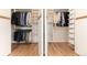 This walk-in closet is well-organized, with clothes and accessories neatly arranged on rods and shelves at 7000 Highland Dr, Lakewood, CO 80214