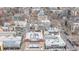 Aerial view of the Ogden Theatre and Bad Axe Throwing with surrounding buildings in Denver, Colorado at 1080 E 13Th Ave # 301, Denver, CO 80218