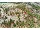 Expansive aerial shot of the property showcasing the house nestled in a lush, wooded landscape at 1730 Ward Cir, Franktown, CO 80116