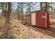 Rustic chicken coop and enclosure blends with the wooded surroundings, offering a home for poultry at 1730 Ward Cir, Franktown, CO 80116