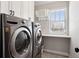 Well-equipped laundry area with modern washer/dryer and shelving at 1644 S Lafayette St, Denver, CO 80210