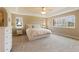 Spacious main bedroom boasts natural light and a tray ceiling with fan at 10633 Wynspire Way, Highlands Ranch, CO 80130