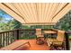 Outdoor deck with awning features comfortable seating, perfect for enjoying views of lush greenery at 1560 Findlay Way, Boulder, CO 80305