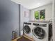 Modern laundry room featuring a side-by-side washer and dryer and a window with natural light at 1560 Findlay Way, Boulder, CO 80305