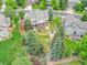 Aerial view of the property showcasing lush greenery and fenced backyard at 8646 Fawnwood Dr, Castle Pines, CO 80108