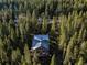 Aerial view of a cozy cabin in the middle of a dense forest at 302 Texas Dr, Idaho Springs, CO 80452