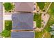 Drone shot of suburban home with patio, lush backyard, and surrounding landscape at 9744 W Ontario Pl, Littleton, CO 80128